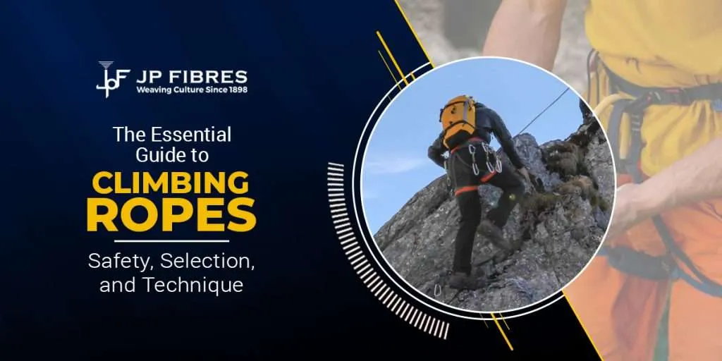 A person is climbing on a rock with the help of Climbing Ropes